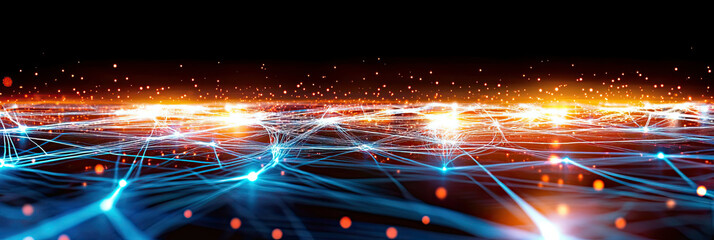 Poster - Vibrant Technology Background With Glowing Lines and Sparkling Lights in Dark Setting
