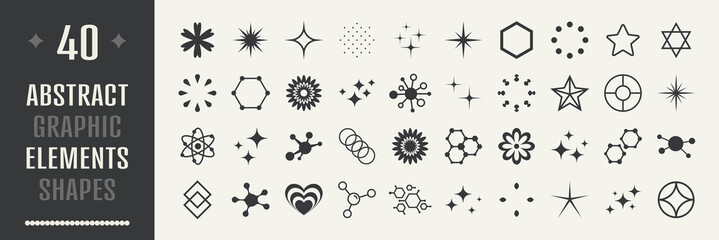 Wall Mural - set of geometric shapes. memphis design, retro elements for web, vintage, advertisement, commercial 