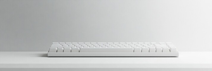 Leinwandbilder - Minimalistic white keyboard on a sleek surface against a light gray background in a modern workspace. Generative AI