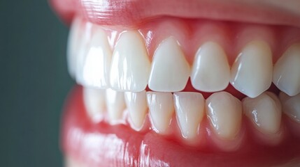 Poster - Close up view of teeth before and after whitening treatment showcasing improved brightness and smile enhancement. Generative AI