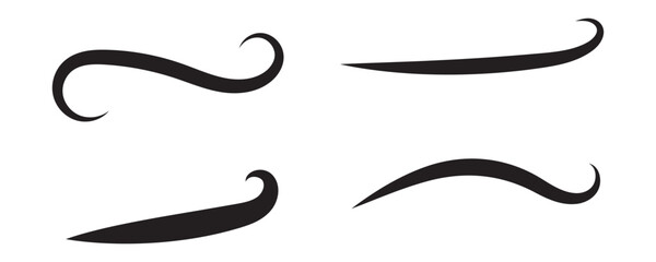 Fototapete - Set of Swoosh vector. Hand drawn swoosh elements, and swoop underline typography tails shape in flat styles. Set of ribbons. Design concept element collection in eps 10. 
