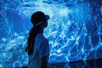 Fototapete - Exploring immersive technology and digital art in a contemporary exhibition during an evening event
