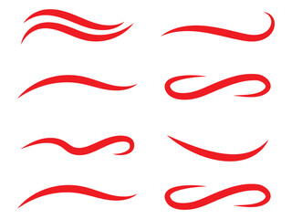 Fototapete - Vector swirl lines. Swash and flourish underlines. Hand drawn swish and swooshes. Calligraphic elegant vintage curved squiggles. Doodle fancy dividers on white background.