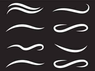Fototapete - Vector swirl lines. Swash and flourish underlines. Hand drawn swish and swooshes. Calligraphic elegant vintage curved squiggles. Doodle fancy dividers on white background.