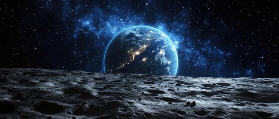 Wall Mural - breathtaking earthrise as seen from the lunar surface with captivating cosmic ambiance and celestial