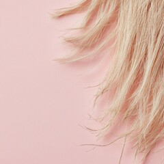 Aufkleber - Close up view of frayed hair tips with split ends against a pastel pink background offering space for text placement. Generative AI