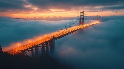 Wall Mural - Fog gate bridge san golden high resolution hd photo