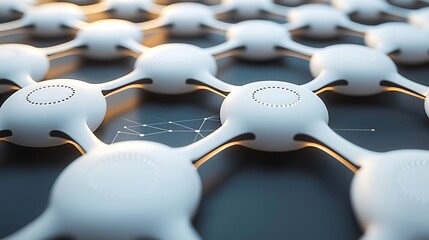 Network nodes connect, data flows, abstract background. Technology image