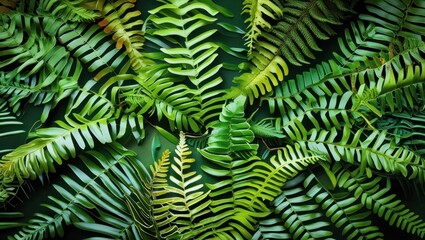 Poster - lush green fern fronds creating a vibrant, natural background ideal for designs promoting nature, we