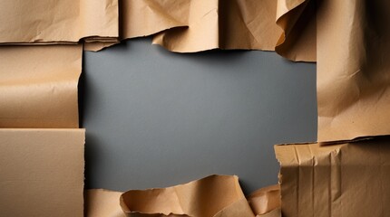 Poster - Torn brown paper texture revealing a grey background for creative design or artistic applications in advertising and promotional materials.