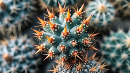 Poster - intricate detail of cactus thorns showing vibrant spines and texture in a close up perspective