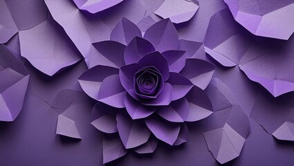 Poster - Purple paper flower composition as a textured background for creative design and artistic projects