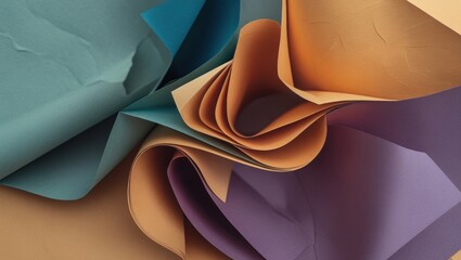 Poster - Colorful crumpled paper texture close up ideal for creative backgrounds and design projects showcasing warm tones and artistic elements