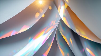 Fototapete - Abstract paper layers catch light reflections creating a soft blurred effect adding depth and elegance to the composition.