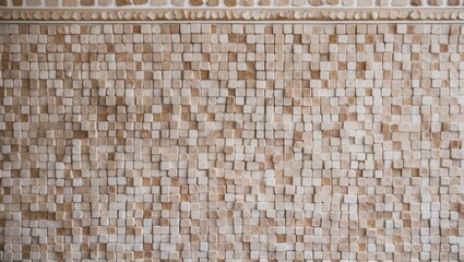 Poster - Elegant light mosaic tile wall design with a textured pattern ideal for interior backgrounds and aesthetic enhancements.
