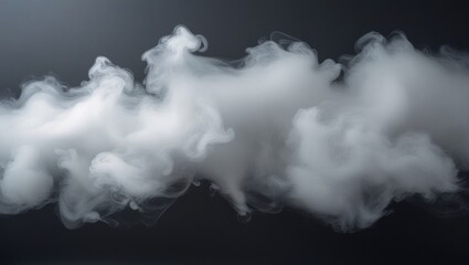 Poster - Abstract white fog or smoke swirling elegantly on a dark background creating a mysterious ethereal atmosphere for creative designs.
