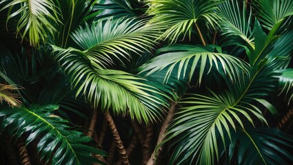 Poster - lush tropical palm leaves background for nature and exotic themes