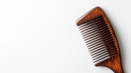 Aufkleber - Close up view of a wooden comb with hair strands on a plain background creating a subtle and clean aesthetic. Generative AI