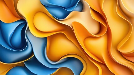 Poster - An abstract digital artwork depicts swirling waves of blue and yellow, resembling liquid or smoke, creating a sense of movement and fluidity
