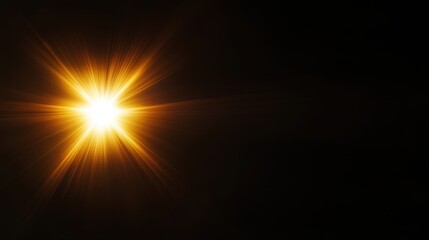 Poster - A radiant burst of light, resembling sun rays or a star, shines brightly against a dark background