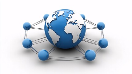 Poster - Global Network Connection Digital World Sphere Blue Technology Internet Communication Worldwide Business Graphic Design Abstract Background           