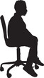© curto - vector; side view silhouette of boy sitting on chair