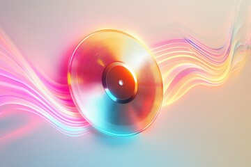 Fototapete - Colorful vinyl record with vibrant sound waves creating a dynamic artistic representation of music and rhythm. Generative AI