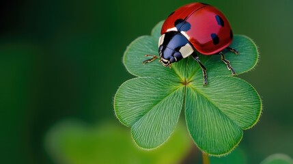 A ladybug sits on the surface of a green leaf, highlighting its bright colors and tiny size