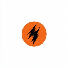 Poster - Orange circle, lightning bolt, white background, energy symbol, website icon