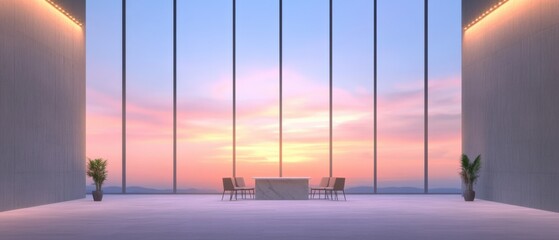 Wall Mural - Modern Lobby Interior at Sunset