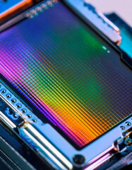 Poster - Vibrant Patterns and Detailed Structure of a Digital Camera Sensor Plate Examined Closely