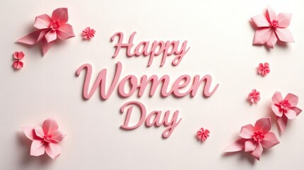 Celebrating Women's Day with pink flowers and a message of equality and empowerment