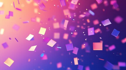 Poster - Colorful confetti falling against a vibrant background during a festive celebration at night. Generative AI