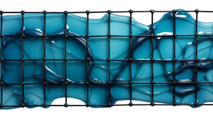 Wall Mural - Teal Liquid Grid Abstract Background, Modern Water Texture for Design Themes, isolated on transparent background.