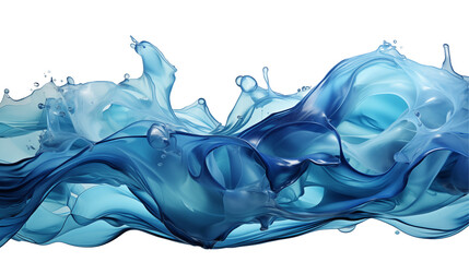 Wall Mural - Blue Water Splash Dynamic Ocean Wave, Flowing Liquid Design for Themes, isolated on transparent background.