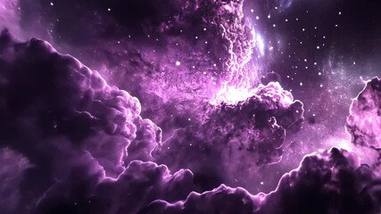 Colorful cosmic clouds illuminated by stars in a vibrant galaxy at night