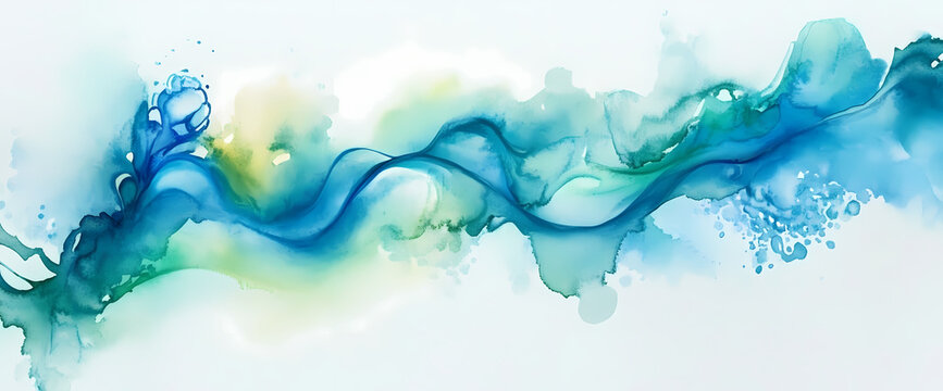 Abstract blue and green watercolor background with space for text or design