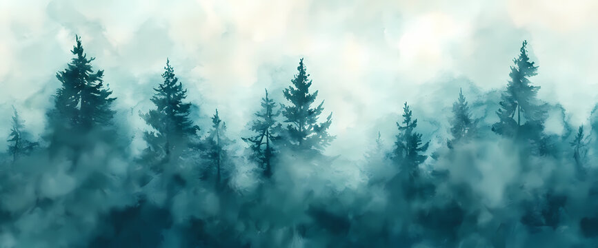 Abstract blue and green watercolor background with space for text or design