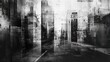 © RizArt - Abstract monochrome cityscape with vertical paneled effect and textures