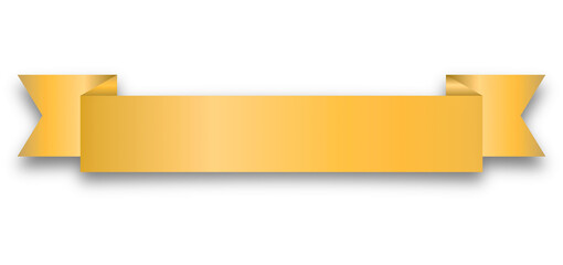 gold ribbon label banner isolated on transparent background. golden label with soft shadow, luxury r
