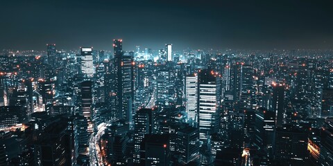 Poster - The Internet of Things expanding rapidly across the globe, symbolized by a nighttime cityscape.