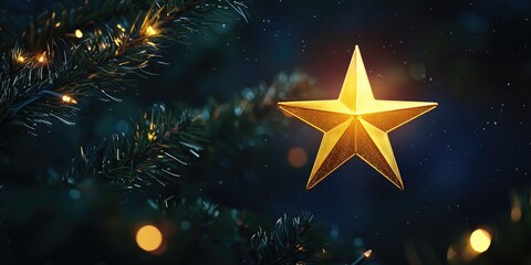 Aufkleber - A radiant Christmas star shining brightly in the night, symbolizing hope and guidance during the holiday season.