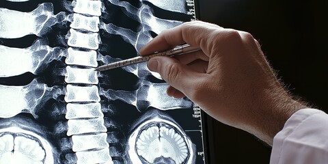 Wall Mural - a radiologist adjusting imaging settings, with a high-resolution scan displayed on the screen, captu