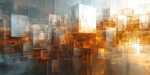 Poster - A visually striking abstract design using metallic gradients, emphasizing the dynamic and reflective blending of metallic colors to create a captivating and modern artist