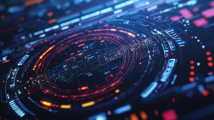 Poster - Detailed perspective of a cybersecurity analyst s screen with active threat detection alerts and complex system monitoring displayed.
