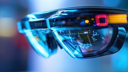 Poster - Macro shot of an advanced wearable device designed for health monitoring, augmented reality, and communication.