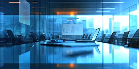 Leinwandbilder - a team of business professionals engages in collaborative work using laptops, whiteboards, and docum