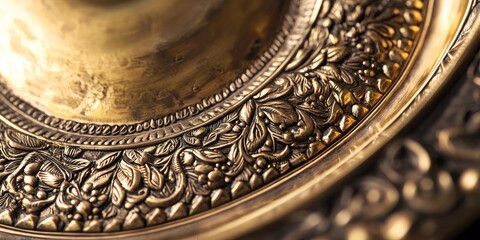 Poster - tarnished brass with rich patina and intricate engravings, perfect for vintage, luxurious designs.