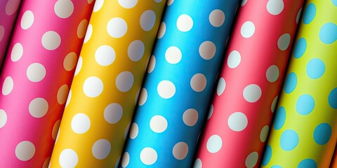 Fototapete - polka dot patterns featuring bold contrasting colors and crisp edges, ideal for playful retro designs.
