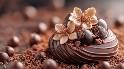 Elegant Chocolate Nest with Flowers and Gourmet Treats